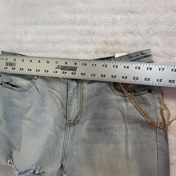 Jeans Womens Size XXL Blue Skinny Slim Fit High-Rise Ripped Chain Denim Stretch - Picture 5 of 10
